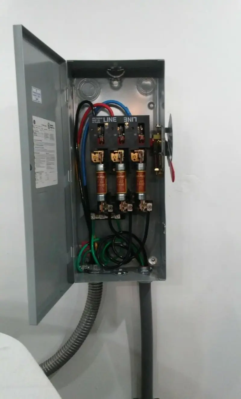 Three-phase disconnect switch installed for Smoke Detector Installation in Cutler Bay